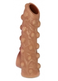 Телесная насадка с бугорками и открытой головкой Nude Sleeve M - 12 см. - KOKOS - в Балаково купить с доставкой
