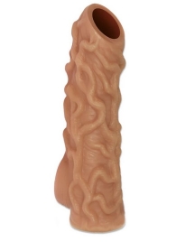 Телесная насадка с венками и открытой головкой Nude Sleeve L - 14 см. - KOKOS - в Балаково купить с доставкой