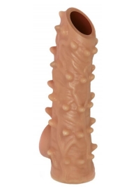 Телесная насадка с шипами и открытой головкой Nude Sleeve L - 14 см. - KOKOS - в Балаково купить с доставкой