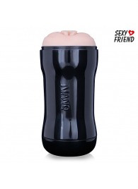 Телесный мастурбатор-вагина в черной колбе - 1137 - в Балаково купить с доставкой