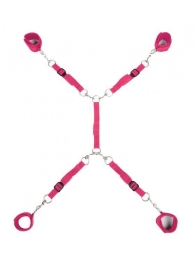 Ярко-розовый набор фиксаций на кровати Classic Bed Spreader - Lux Fetish - купить с доставкой в Балаково
