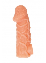Телесная закрытая насадка с венками Cock Sleeve Size L - 17,6 см. - KOKOS - в Балаково купить с доставкой