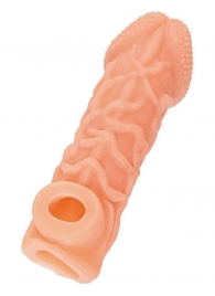 Телесная закрытая насадка с венками Cock Sleeve Size L - 17,6 см. - KOKOS - в Балаково купить с доставкой