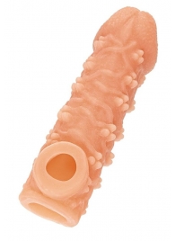 Телесная закрытая насадка с пучками шишечек Cock Sleeve Size M - 15,6 см. - KOKOS - в Балаково купить с доставкой