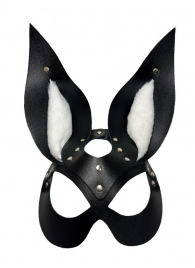 Черная маска зайки с белым мехом на ушках Miss Bunny - БДСМ Арсенал - купить с доставкой в Балаково
