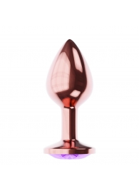 Пробка цвета розового золота с фиолетовым кристаллом Diamond Amethyst Shine L - 8,3 см. - Lola Games - купить с доставкой в Балаково