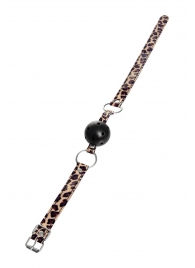 Черный кляп-шар на леопардовых ремешках Anonymo - ToyFa - купить с доставкой в Балаково