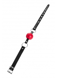 Красный кляп-шар на черных ремешках - ToyFa - купить с доставкой в Балаково