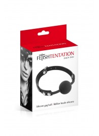 Черный силиконовый кляп-шарик на ремешках - Fetish Tentation - купить с доставкой в Балаково