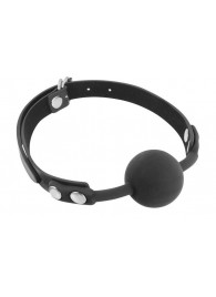 Черный силиконовый кляп-шарик на ремешках - Fetish Tentation - купить с доставкой в Балаково