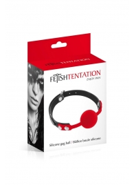 Красный кляп-шарик на черных ремешках - Fetish Tentation - купить с доставкой в Балаково