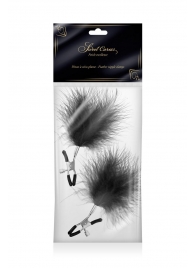 Зажимы на соски с черными пуховыми кисточками Sweet Caress Feather Nipple Clumps - Sweet Caress - купить с доставкой в Балаково