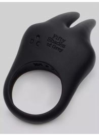Черное эрекционное виброкольцо Sensation Rechargeable Vibrating Rabbit Love Ring - Fifty Shades of Grey - в Балаково купить с доставкой