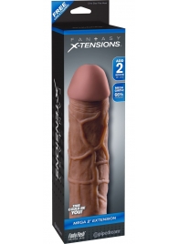 Коричневая насадка Mega 2  Extension - 20,3 см. - Pipedream - в Балаково купить с доставкой