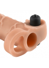 Телесная вибронасадка с кольцом Vibrating Real Feel 2 Extension - 16 см. - Pipedream - в Балаково купить с доставкой