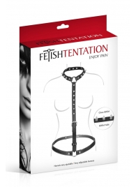 Черная упряжь на тело с шипами на ошейнике - Fetish Tentation - купить с доставкой в Балаково