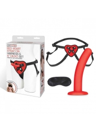 Красный поясной фаллоимитатор Red Heart Strap on Harness   5in Dildo Set - 12,25 см. - Lux Fetish - купить с доставкой в Балаково