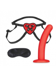 Красный поясной фаллоимитатор Red Heart Strap on Harness   5in Dildo Set - 12,25 см. - Lux Fetish - купить с доставкой в Балаково