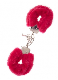 Металлические наручники с красной меховой опушкой METAL HANDCUFF WITH PLUSH RED - Dream Toys - купить с доставкой в Балаково