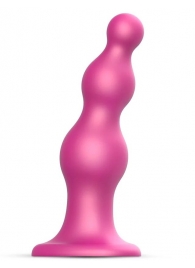 Розовая насадка Strap-On-Me Dildo Plug Beads size L - Strap-on-me - купить с доставкой в Балаково