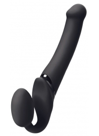 Черный безремневой вибрострапон Silicone Bendable Strap-On - size XL - Strap-on-me - купить с доставкой в Балаково