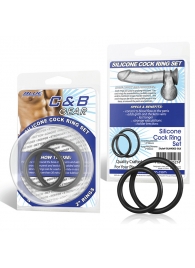 Набор из двух черных силиконовых колец разного диаметра SILICONE COCK RING SET - BlueLine - в Балаково купить с доставкой