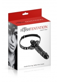 Черный кляп-фаллоимитатор Double Penis Gag - Fetish Tentation - купить с доставкой в Балаково