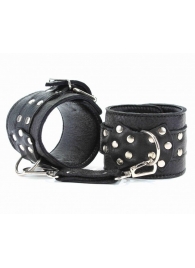 Чёрные кожаные оковы с клепками - БДСМ Арсенал - купить с доставкой в Балаково
