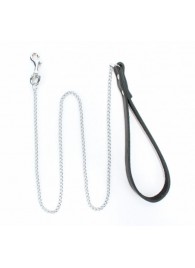 Металлический поводок с кожаной ручкой - БДСМ Арсенал - купить с доставкой в Балаково