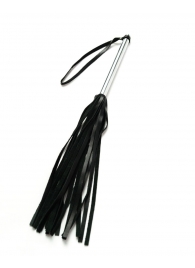 Черный многохвостовый флоггер с металлической рукоятью - 48 см. - Crazy Handmade - купить с доставкой в Балаково