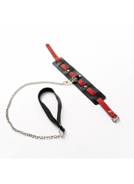 Черный ошейник с красным ремешком и поводком - Crazy Handmade - купить с доставкой в Балаково