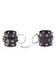 Черные кожаные наручники с люверсами - Crazy Handmade - купить с доставкой в Балаково