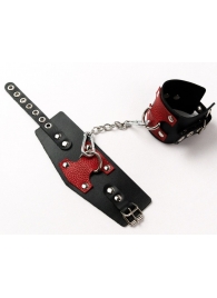 Черные кожаные оковы с красными вставками - Crazy Handmade - купить с доставкой в Балаково
