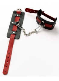 Черные оковы с красным декором и заклепками - Crazy Handmade - купить с доставкой в Балаково