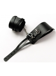 Черные кожаные оковы с креплением в виде веревочек - Crazy Handmade - купить с доставкой в Балаково