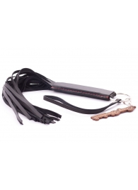 Черная кожаная плеть с удобной ручкой - 50 см. - Crazy Handmade - купить с доставкой в Балаково