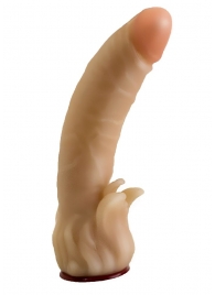 Телесная гелевая насадка-фаллос с клиторальными лепестками - 18,5 см. - LOVETOY (А-Полимер) - купить с доставкой в Балаково