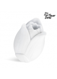 Белый нереалистичный мастурбатор в форме бутона цветка Lotus - 1137 - в Балаково купить с доставкой