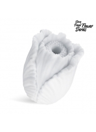 Белый нереалистичный мастурбатор в форме бутона цветка Tulips - 1137 - в Балаково купить с доставкой