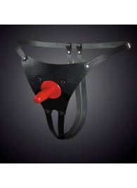 Чёрные кожаные универсальные трусики со штырьком для насадок - Sitabella - купить с доставкой в Балаково