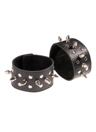 Чёрные напульсники с шипами и заклепками - Sitabella - купить с доставкой в Балаково