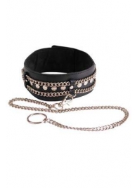 Чёрный ошейник с цепочками и поводком - Sitabella - купить с доставкой в Балаково