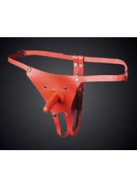 Красные кожаные универсальные трусики со штырьком для насадок - Sitabella - купить с доставкой в Балаково