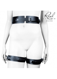 Черный кожаный пояс с гартерами - S-M - Notabu - купить с доставкой в Балаково