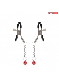 Серебристые зажимы на соски с шариками на цепочках - Notabu - купить с доставкой в Балаково