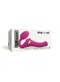 Ярко-розовый безремневой страпон Multi Orgasm Size S с клиторальной стимуляцией - Strap-on-me - купить с доставкой в Балаково