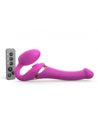 Ярко-розовый безремневой страпон Multi Orgasm Size S с клиторальной стимуляцией - Strap-on-me - купить с доставкой в Балаково