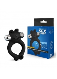 Черное силиконовое эрекционное виброкольцо Sex Expert - Sex Expert - в Балаково купить с доставкой