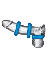 Комплект из трех голубых эрекционных колец 3-Pack Ribbed Rider Cock Ring Set - BlueLine - в Балаково купить с доставкой