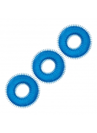 Комплект из трех голубых колец для эрекции 3-Pack Ultra-Stim Stretch Cock Rings - BlueLine - в Балаково купить с доставкой